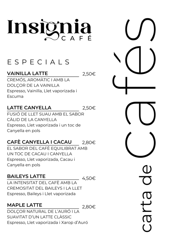 carta cafés cat