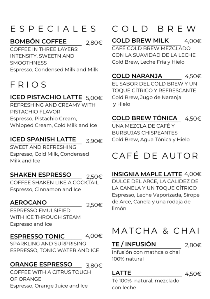 menú café eng 2
